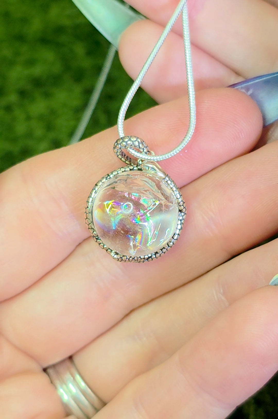 Crackle Quartz Snake Pendant