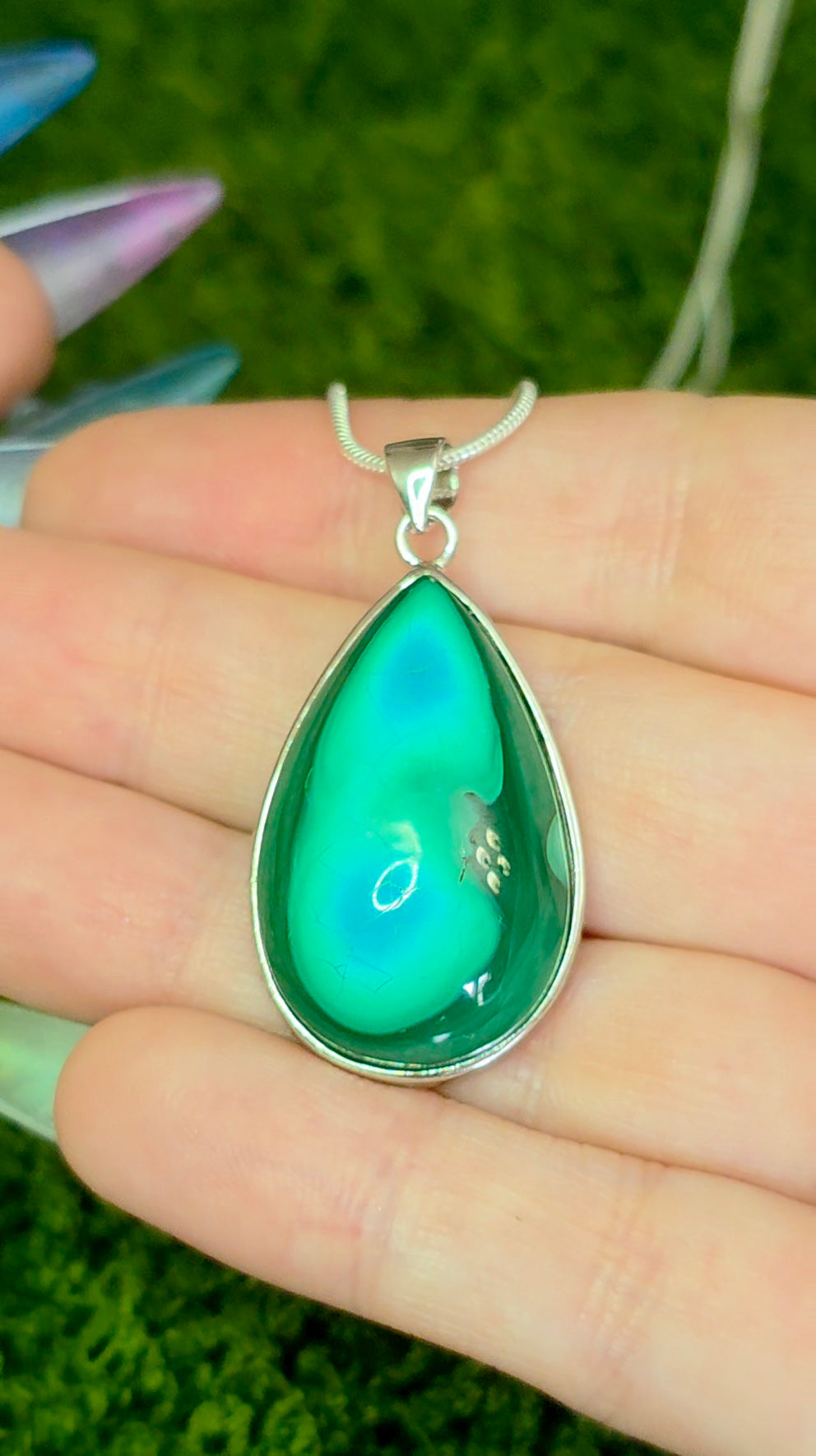 Chrysocolla and Malachite Teardrop Pendant C