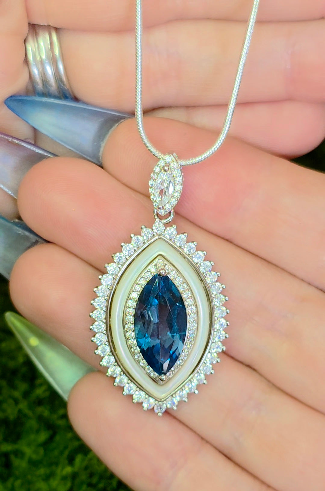 Blue Topaz Evil Eye Pendant C