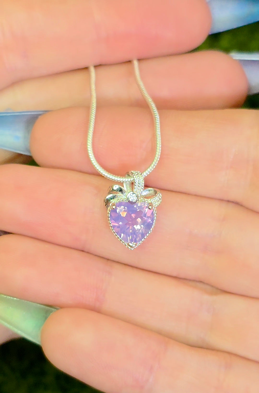 Lavender Moon Quartz Heart Pendant B