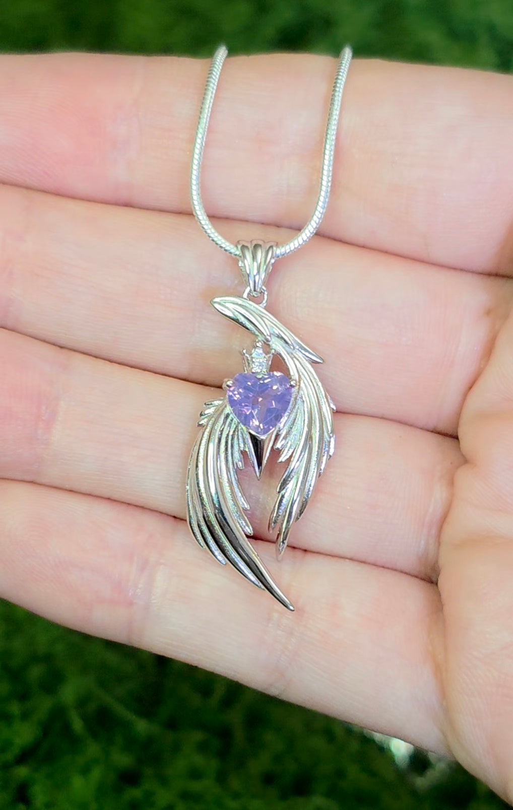 Lavender Moon Quartz Heart Pendant C