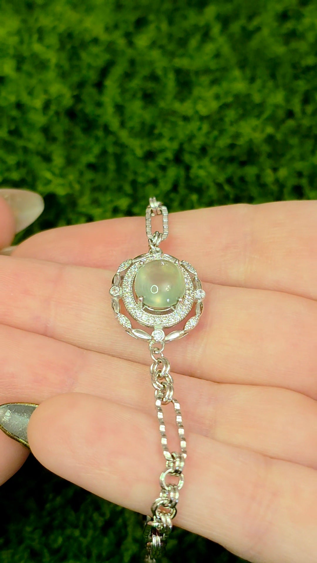 Prehnite Sterling Silver Bracelet