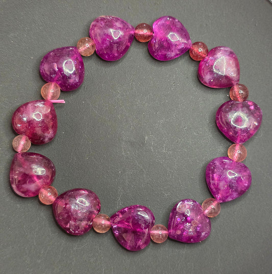 14mm Lepidolite Heart Stretch Bracelet