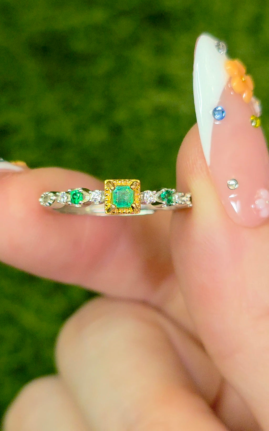 Dainty Square Emerald Ring