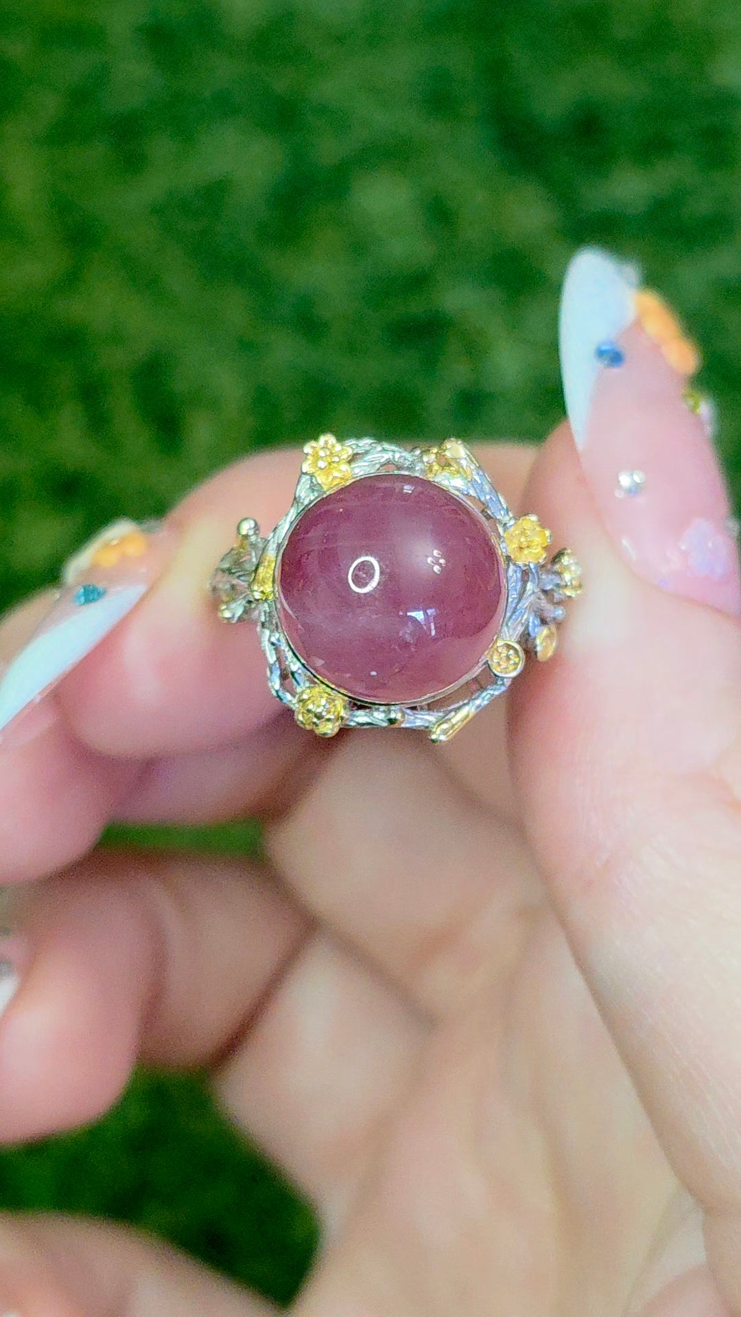 Lavender Rose Quartz Sphere Ring B