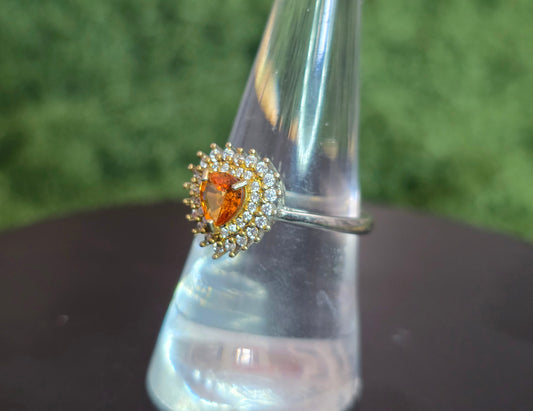 Orange Sapphire Pear Ring