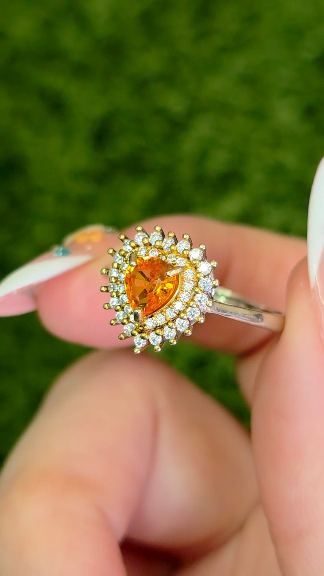 Orange Sapphire Pear Ring