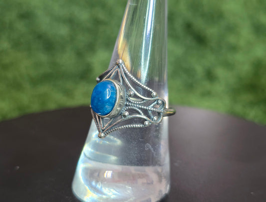 Blue Apatite Filigree Ring