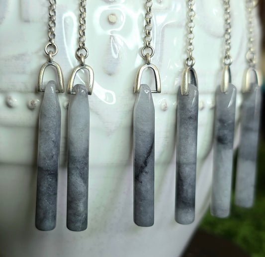 Light Grey Jadeite Dangle Earrings