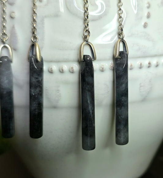 Dark Grey Jadeite Dangle Earrings