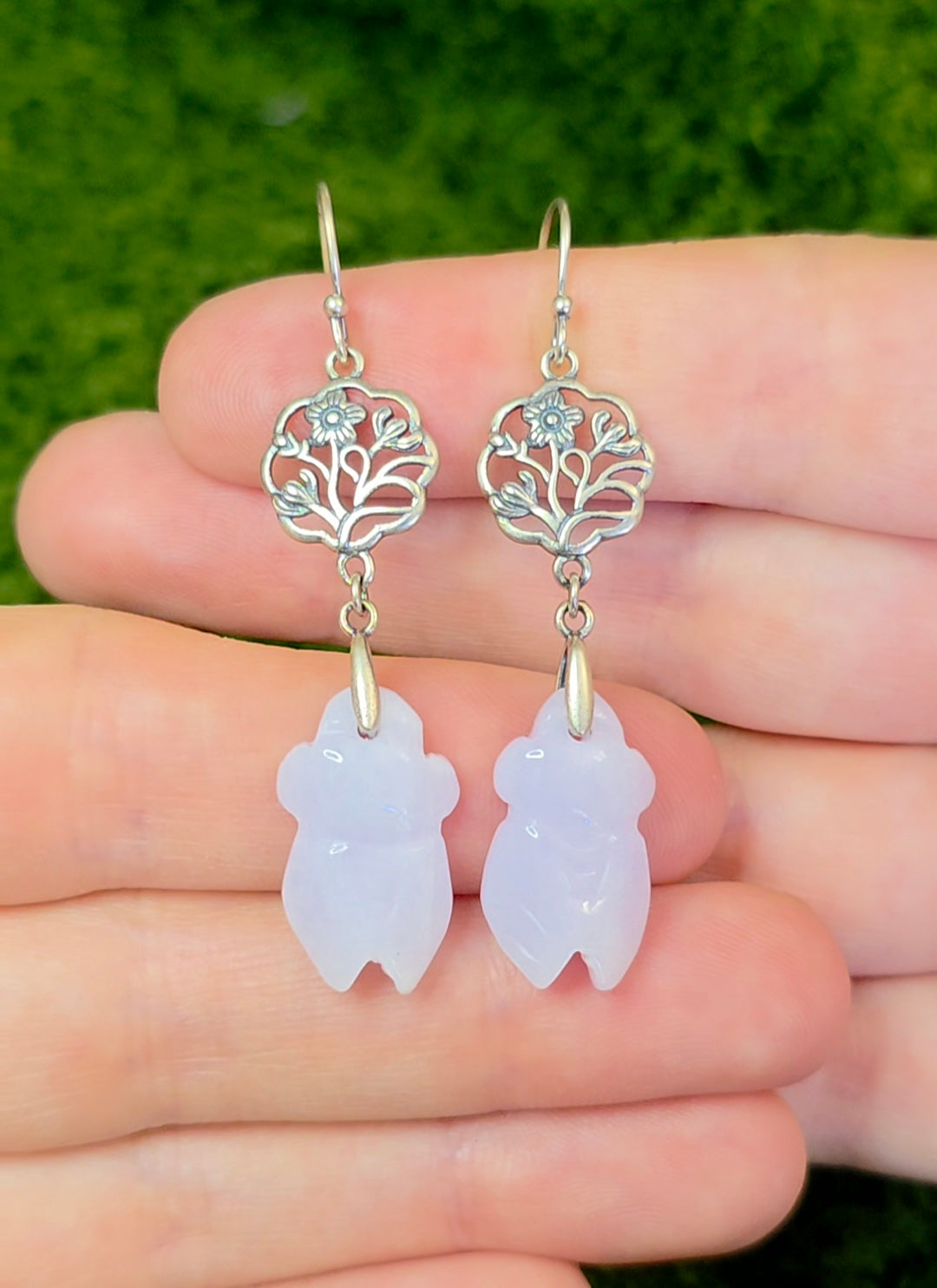 Lavender Jadeite Cicada Earrings