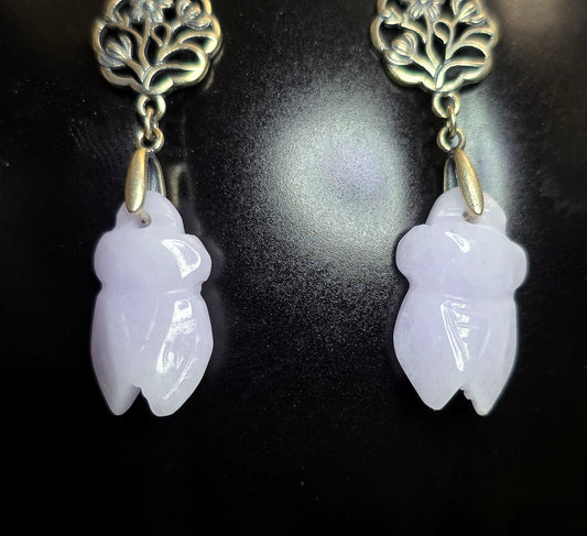 Lavender Jadeite Cicada Earrings