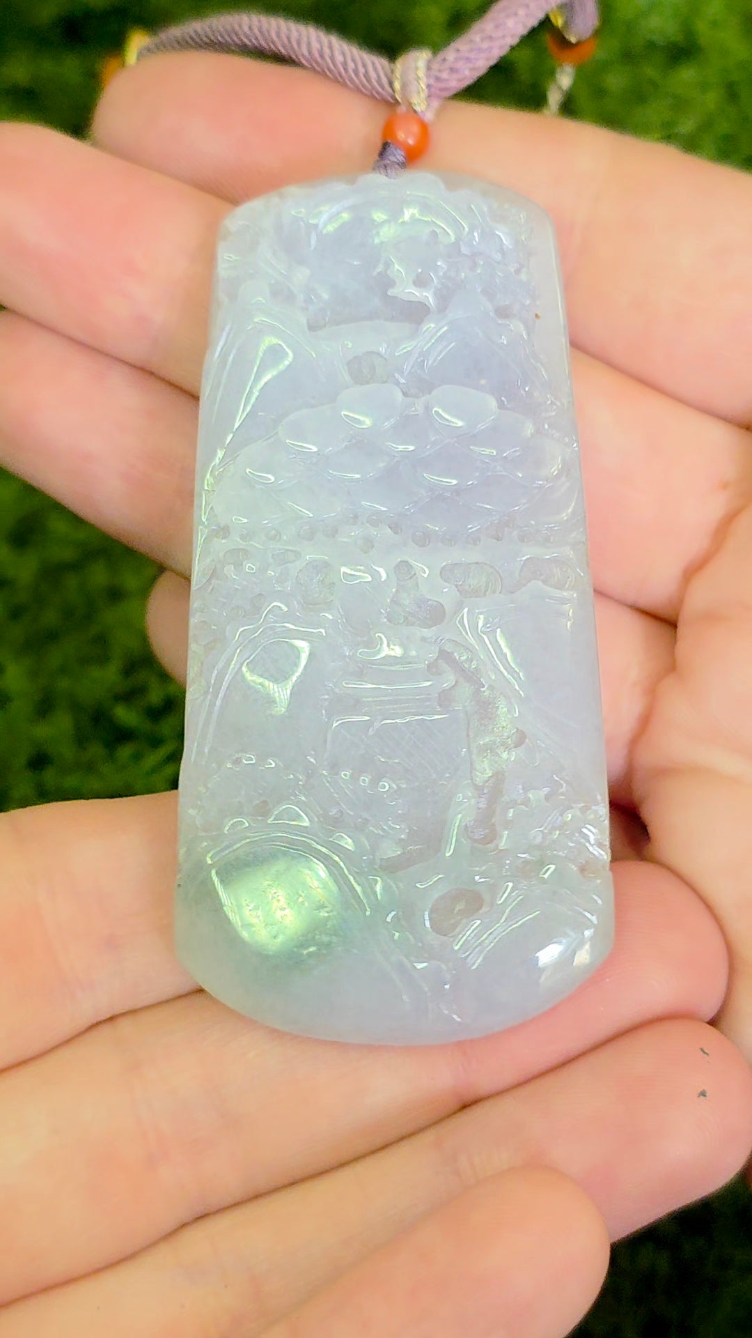 Lavender Jadeite Nature Motif Pendant Necklace