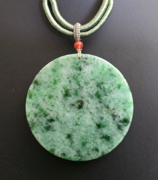 Green Jadeite Nature Motif Pendant Necklace