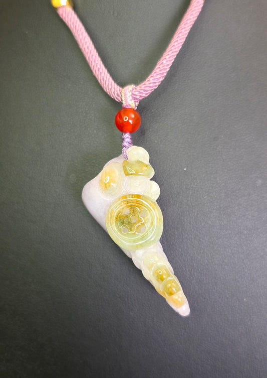 Lavender and Green Jadeite Seahorse Pendant Necklace