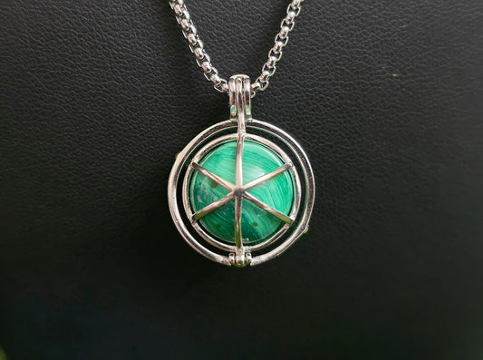 Malachite Mini Sphere Cage Pendant
