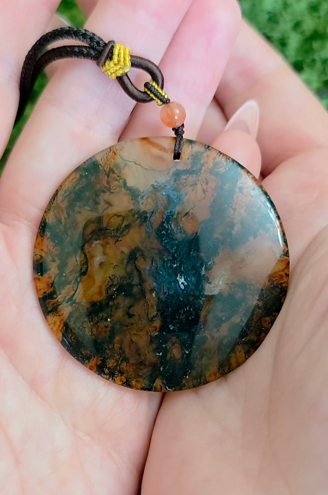 Red Moss Agate Disc Necklace D