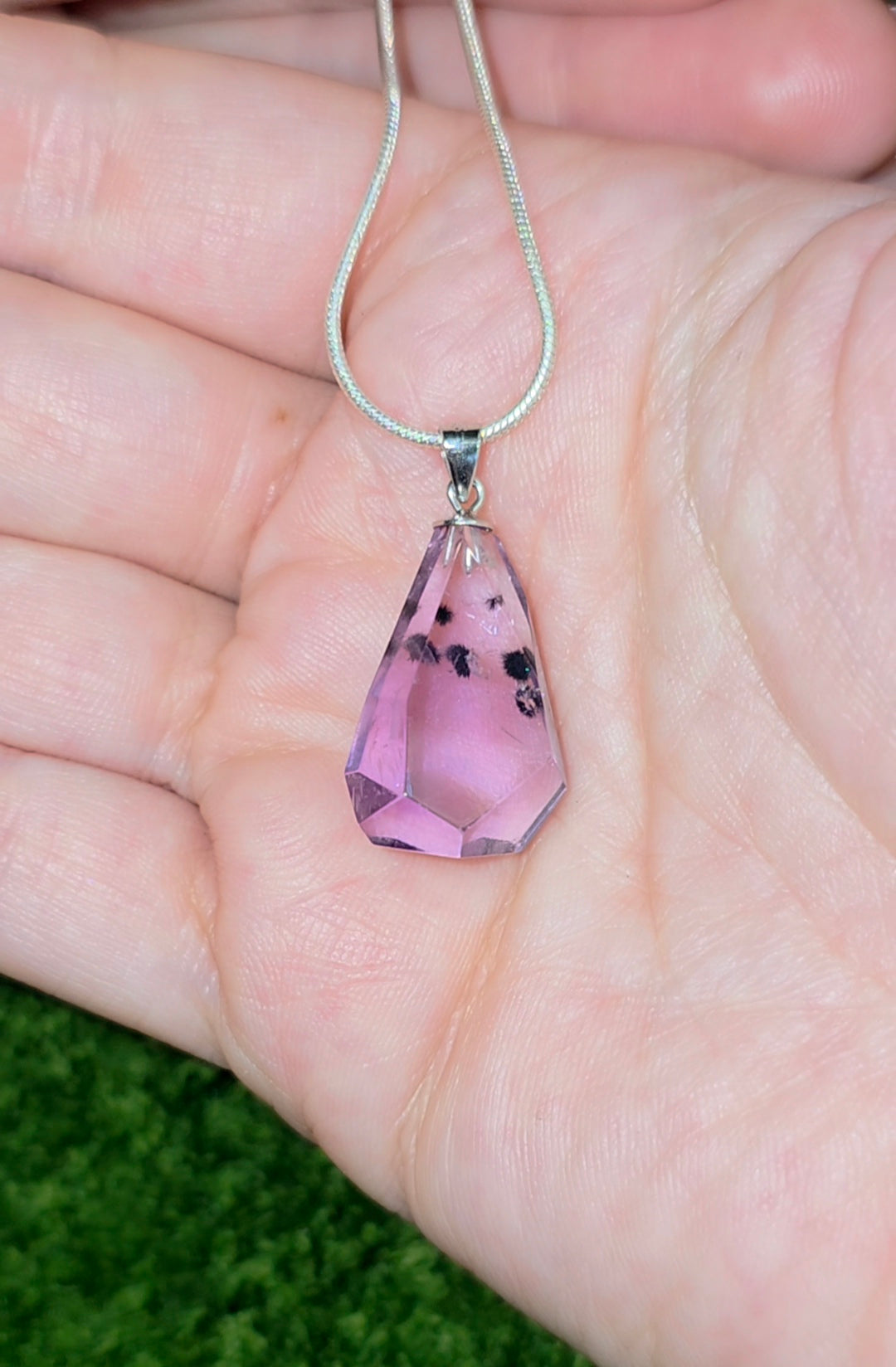 Hollandite in Amethyst Pendant