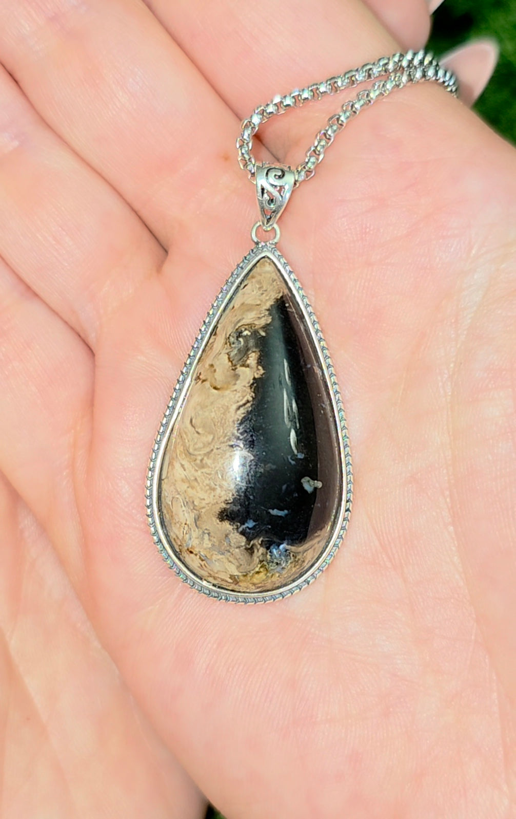 Fossilized Palm Root Teardrop Pendant A