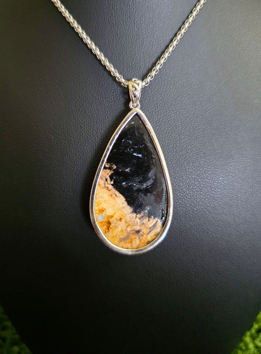 Fossilized Palm Root Teardrop Pendant B