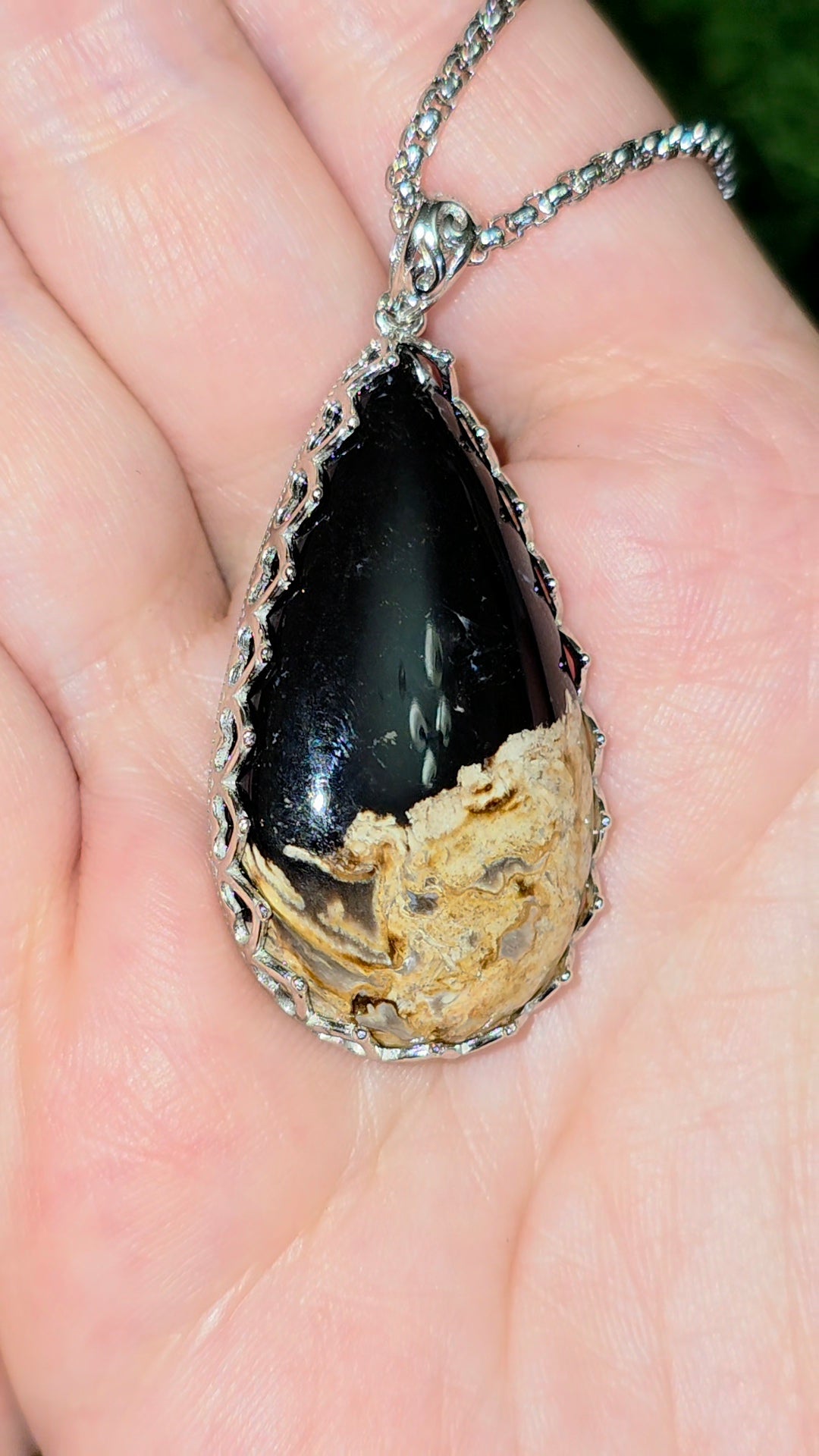 Fossilized Palm Root Teardrop Pendant B