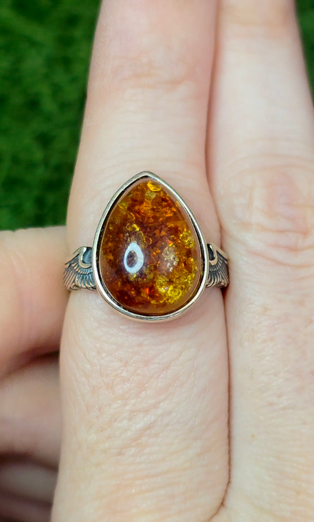 Baltic Amber Winged Ring