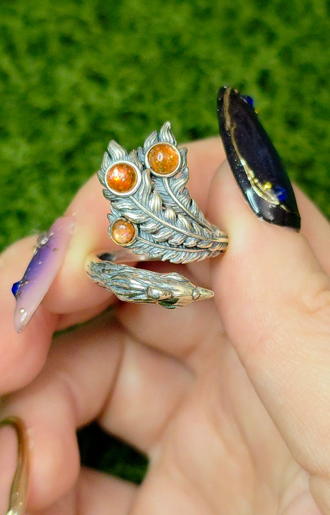 Golden Sunstone Phoenix Ring