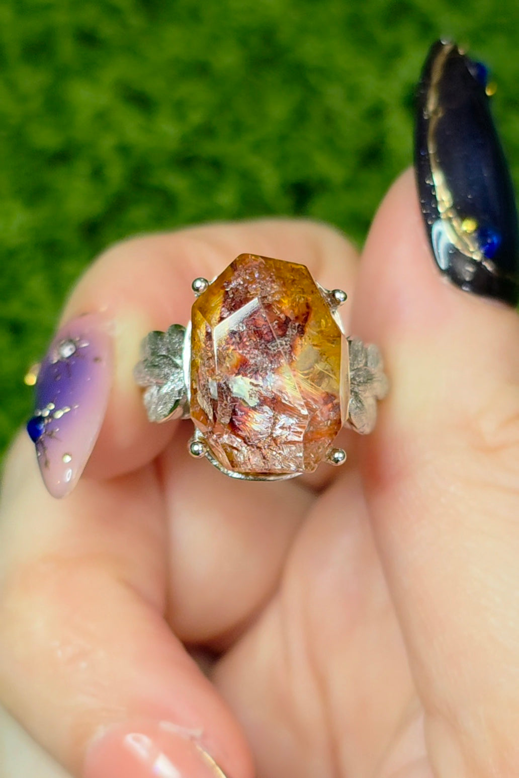 Fire Quartz and Golden Healer Freeform Ring