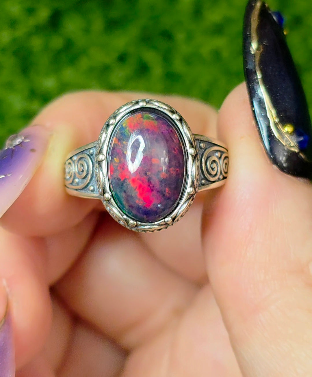Black Opal Fire Ring
