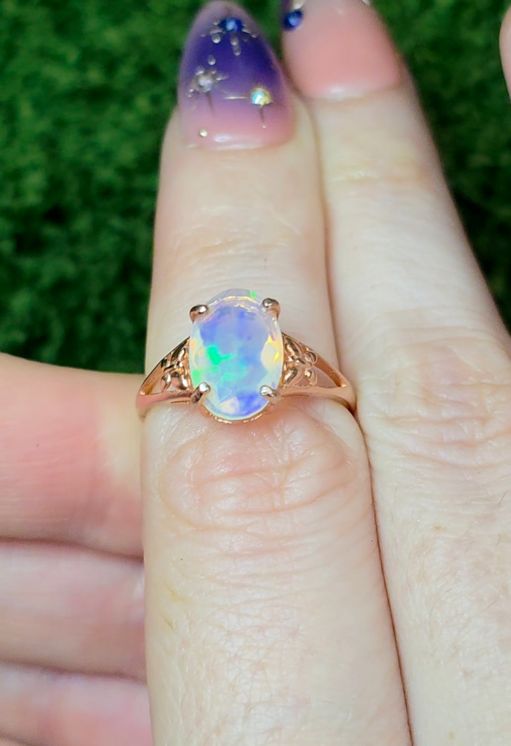 White Opal Rose Gold Ring
