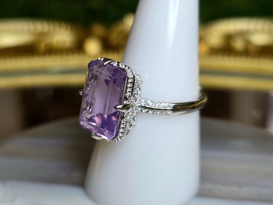 Lavender Moon Quartz Elongated Ring