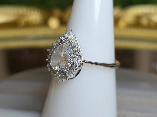 Madagascar Moonstone and Zircon Ring