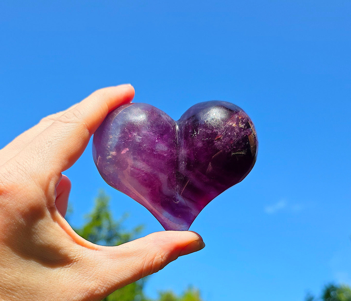 Purple Fluorite Puffy Heart