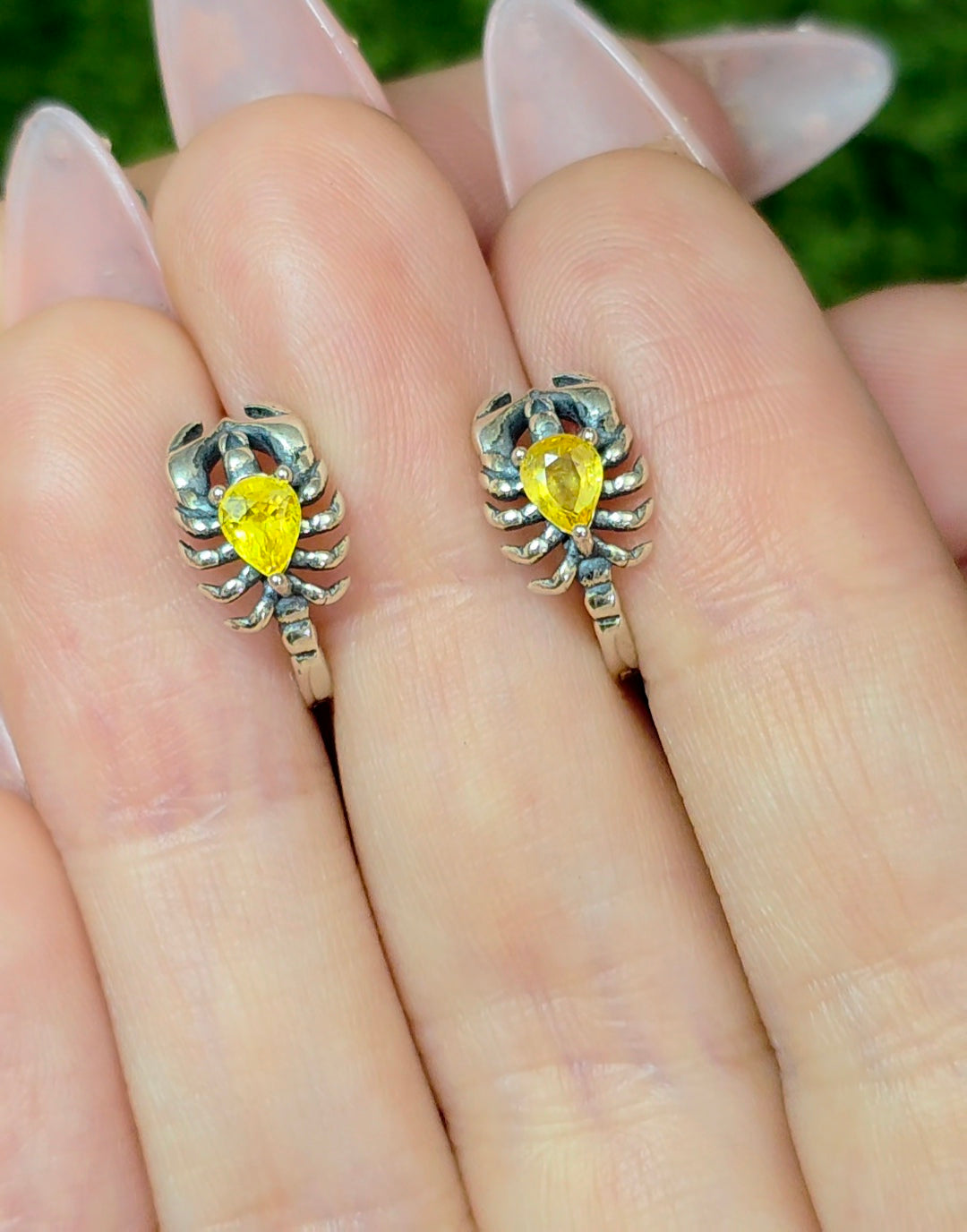 Yellow Sapphire Scorpion Hoop Earrings