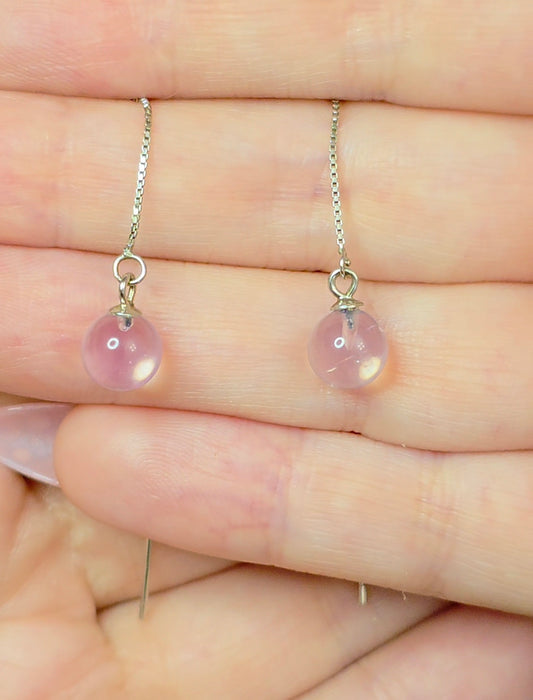 Lavender Moon Quartz Sphere Earrings