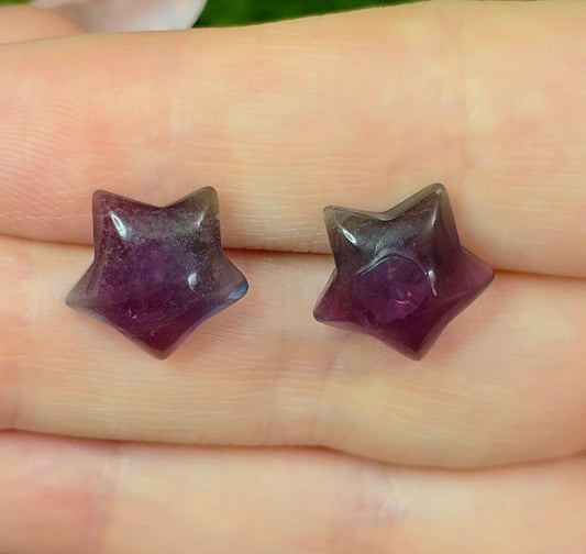 Purple Fluorite Star Earrings