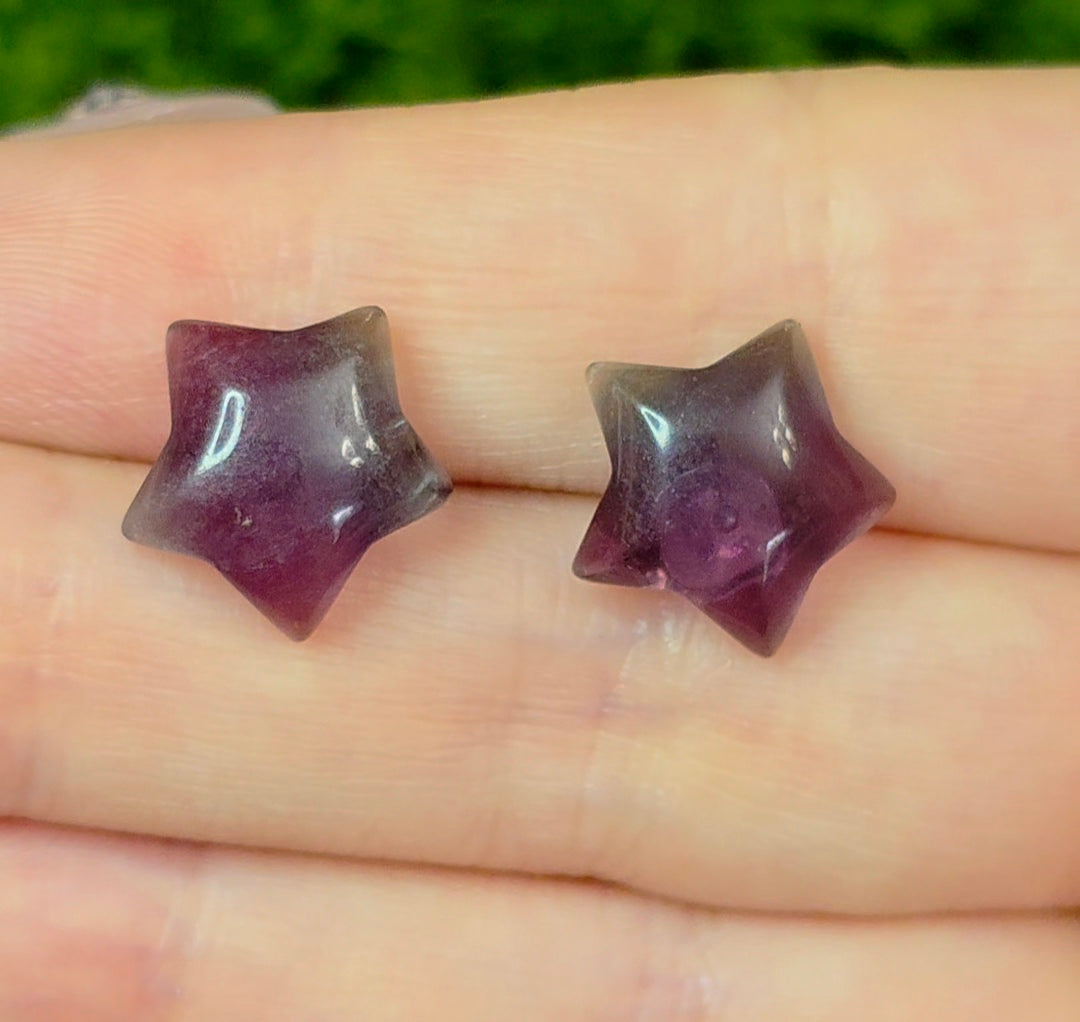 Purple Fluorite Star Earrings