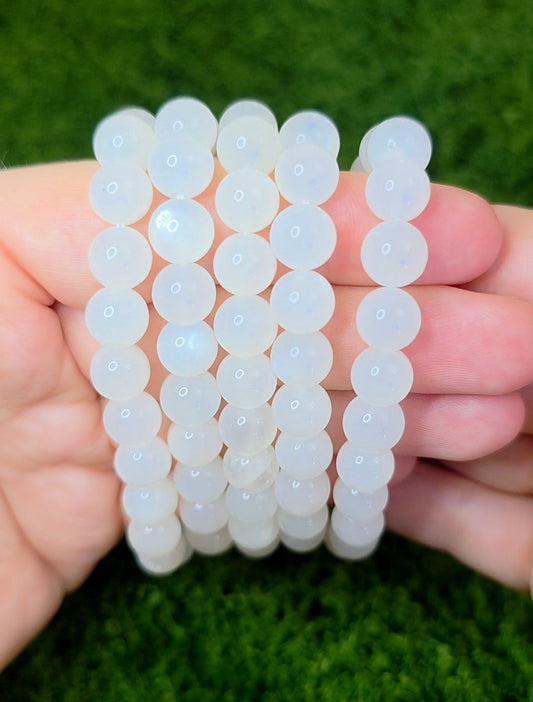 8mm White Moonstone Stretch Bracelet
