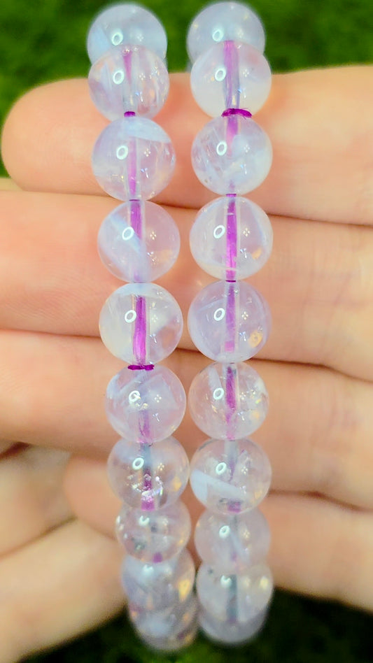 8.5mm Lavender Moon Quartz Stretch Bracelet