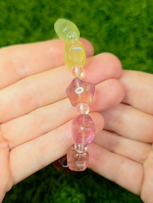 Candy Fluorite Stars Stretch Bracelet B
