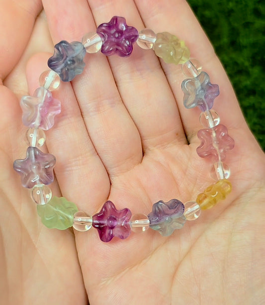 Fluorite Flower Stretch Bracelet A