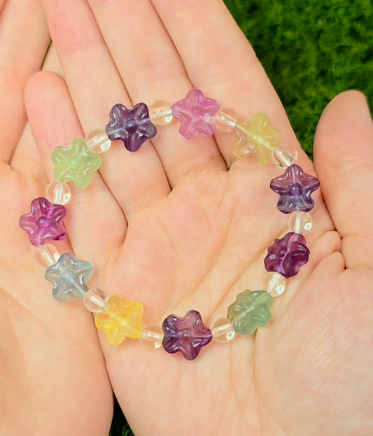 Fluorite Flower Stretch Bracelet B