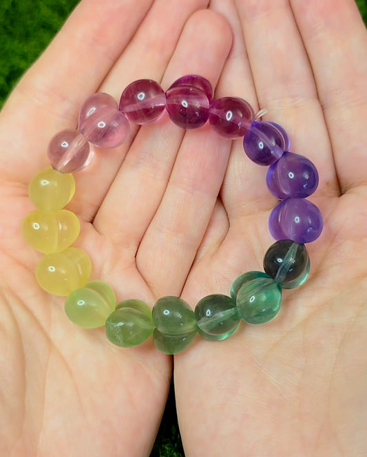 Candy Fluorite Hearts Stretch Bracelet A