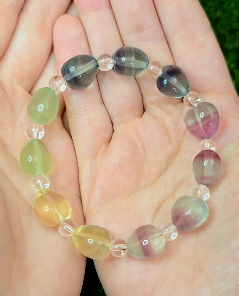 Candy Fluorite Hearts Stretch Bracelet B