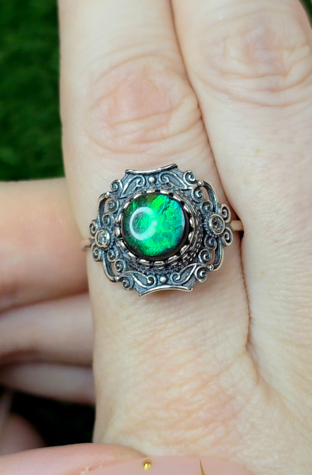 Green Flash Ammolite Ring B