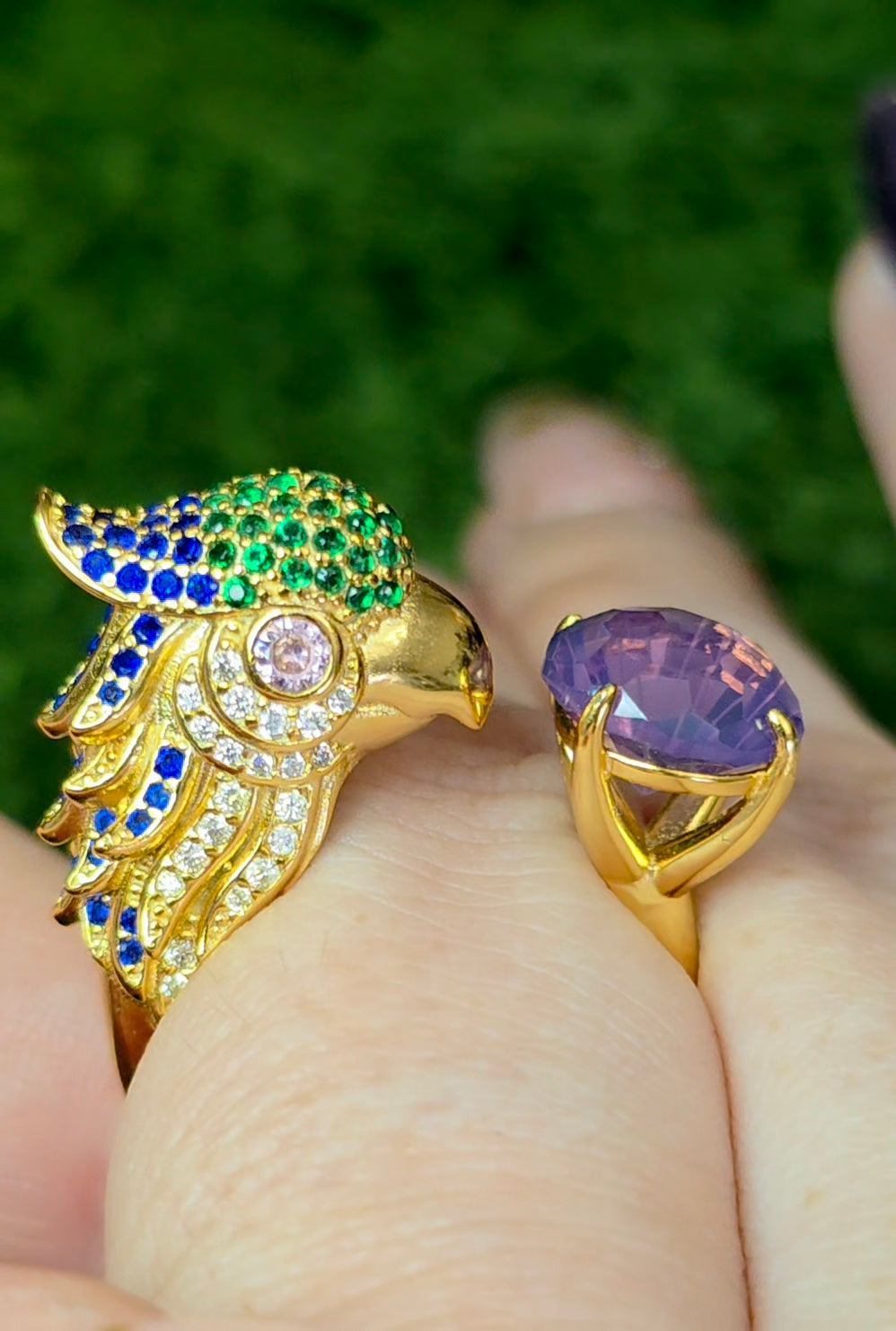 Lavender Moon Quartz Bird Ring