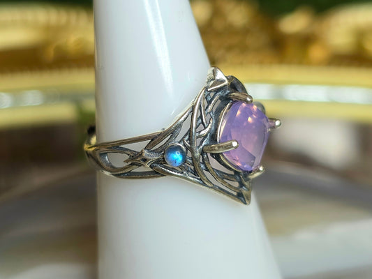Lavender Moon Quartz Elven Ring
