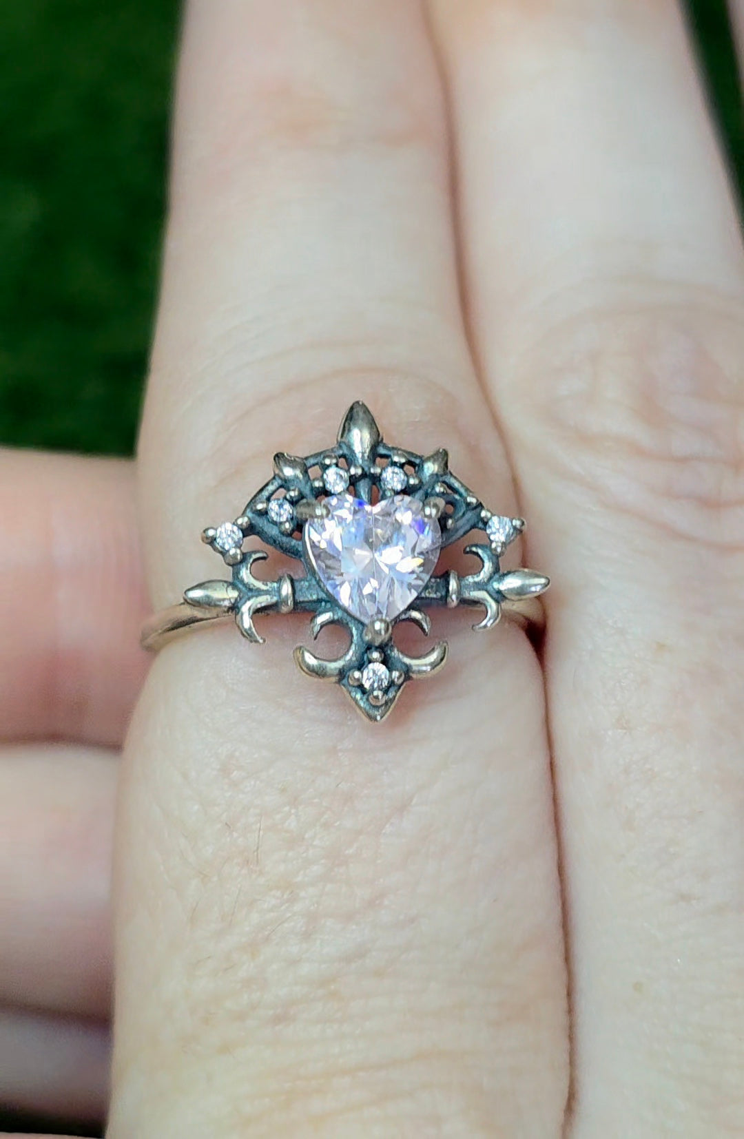 Pink Moissanite Heart Ring