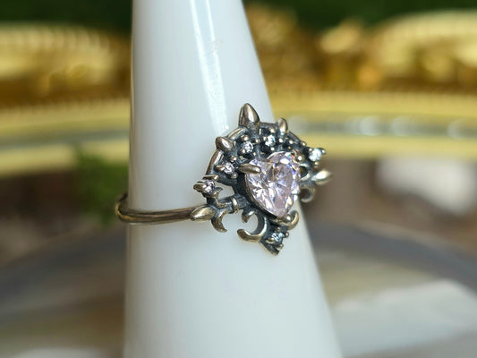 Pink Moissanite Heart Ring