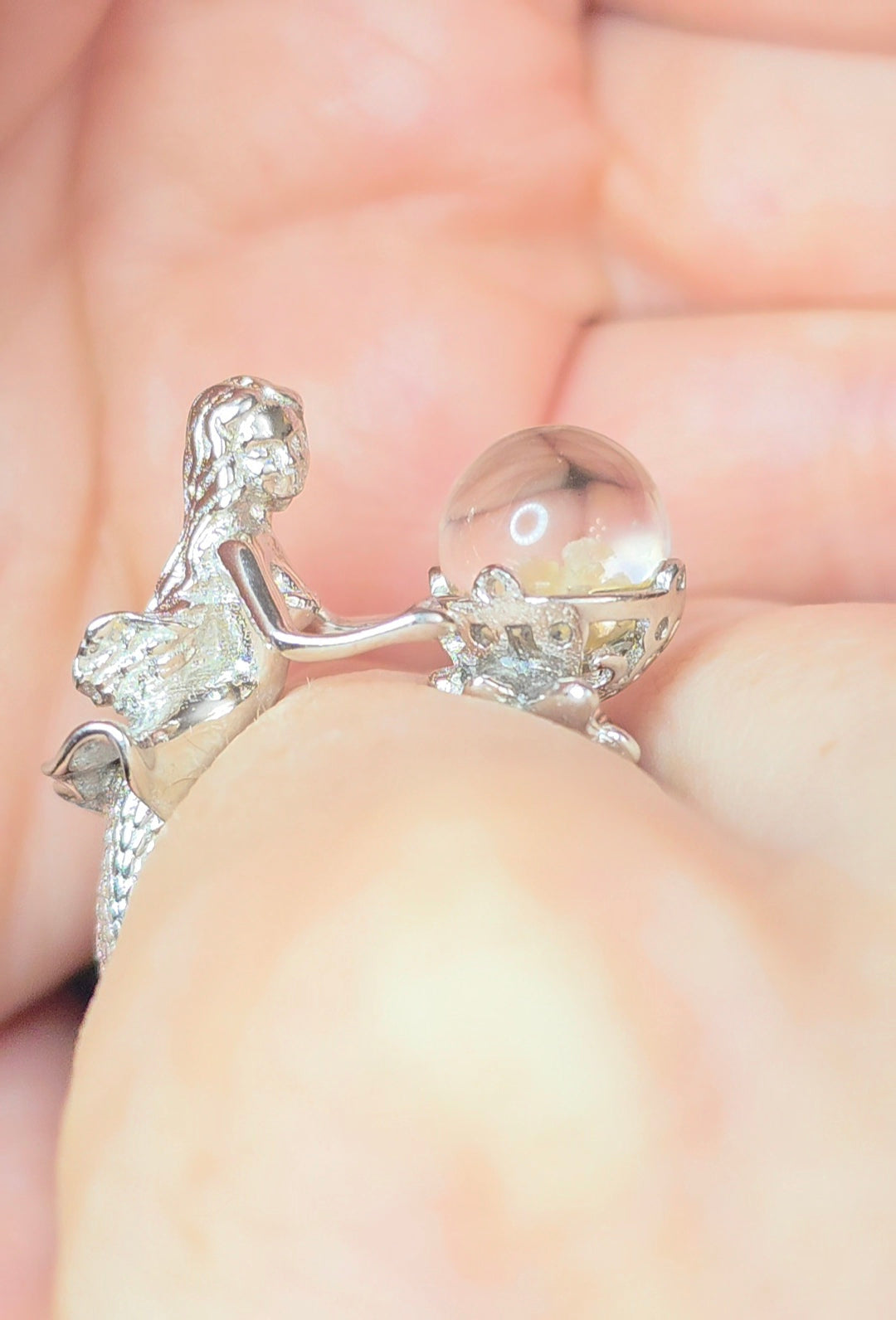 White Garden Quartz Mermaid Ring B